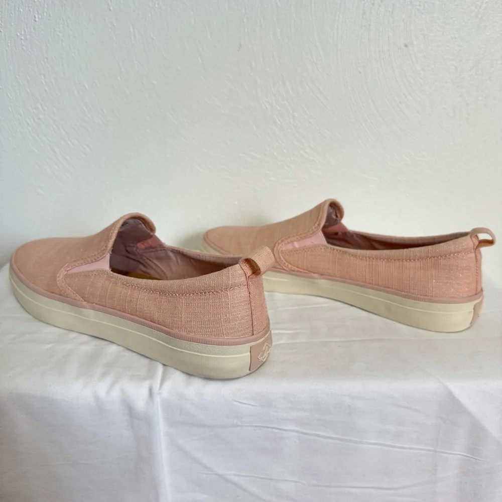 Sperry Women's Crest Twin Gore Shimmer Slip On Sneaker US 8.5 Pink Casual Preppy